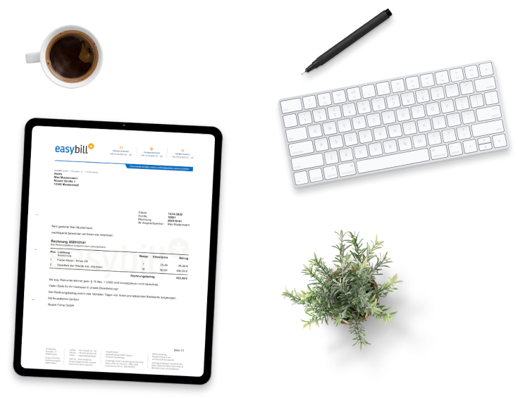 Tablet with an easybill invoice