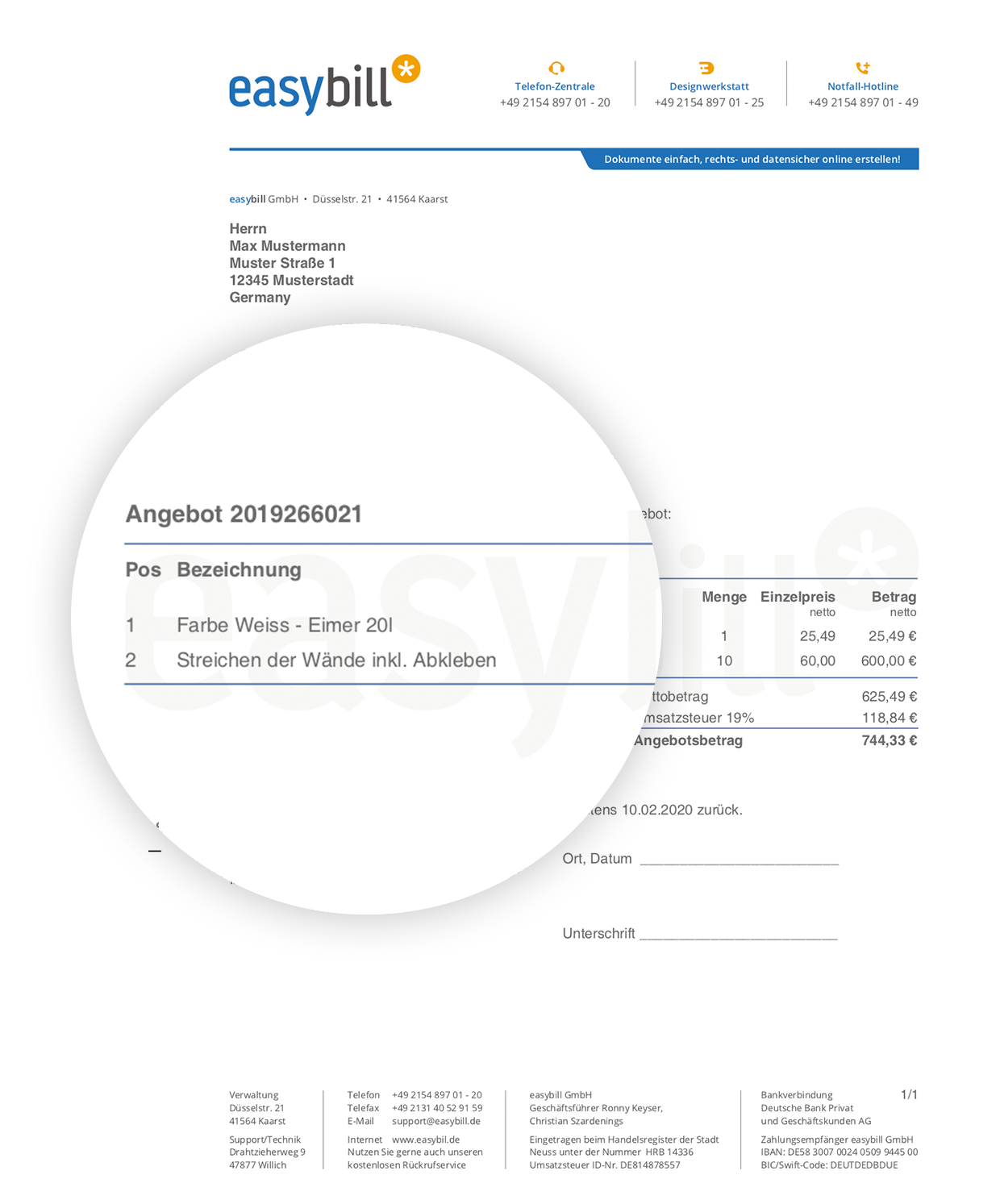 Angebotsvorlage & Musterangebot - Kostenlos für Word und Excel Inside Fax Template Word 2010