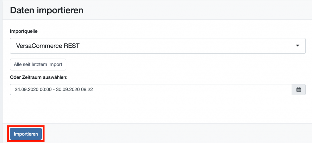 VersaCommerce importieren