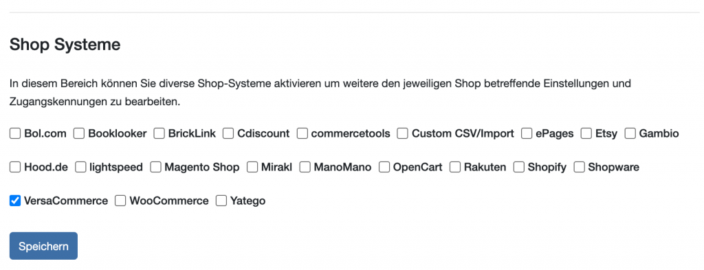 VersaCommerce Aktivierung