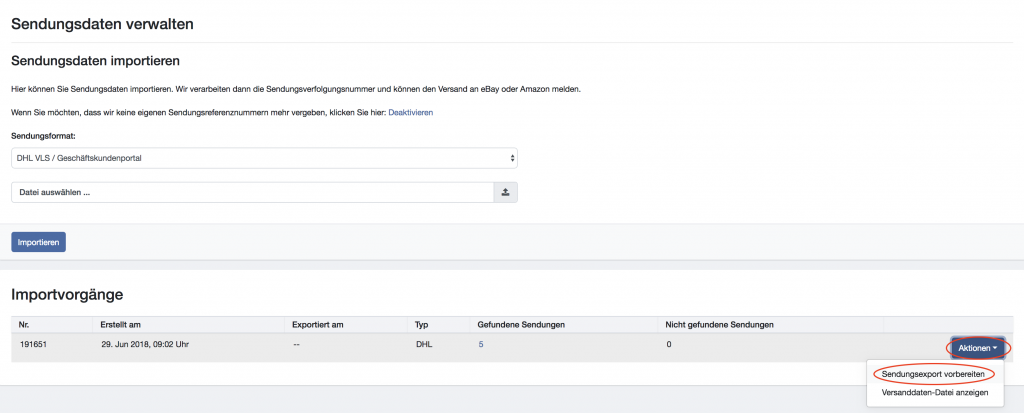 Versanddaten-Export Trackingnummern an real