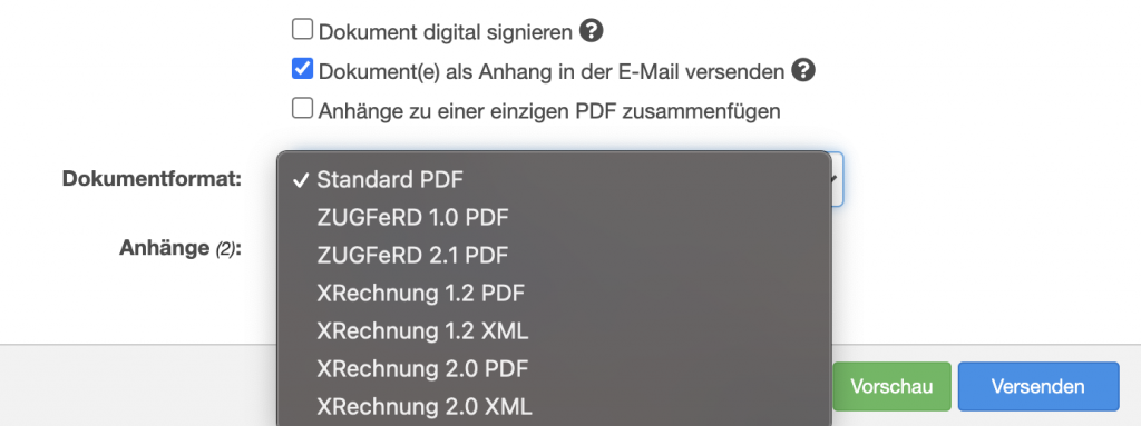 XRechnung Format E-Mail Versand
