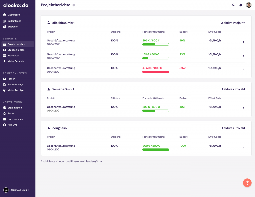 Projektberichte_uebersicht_clockodo