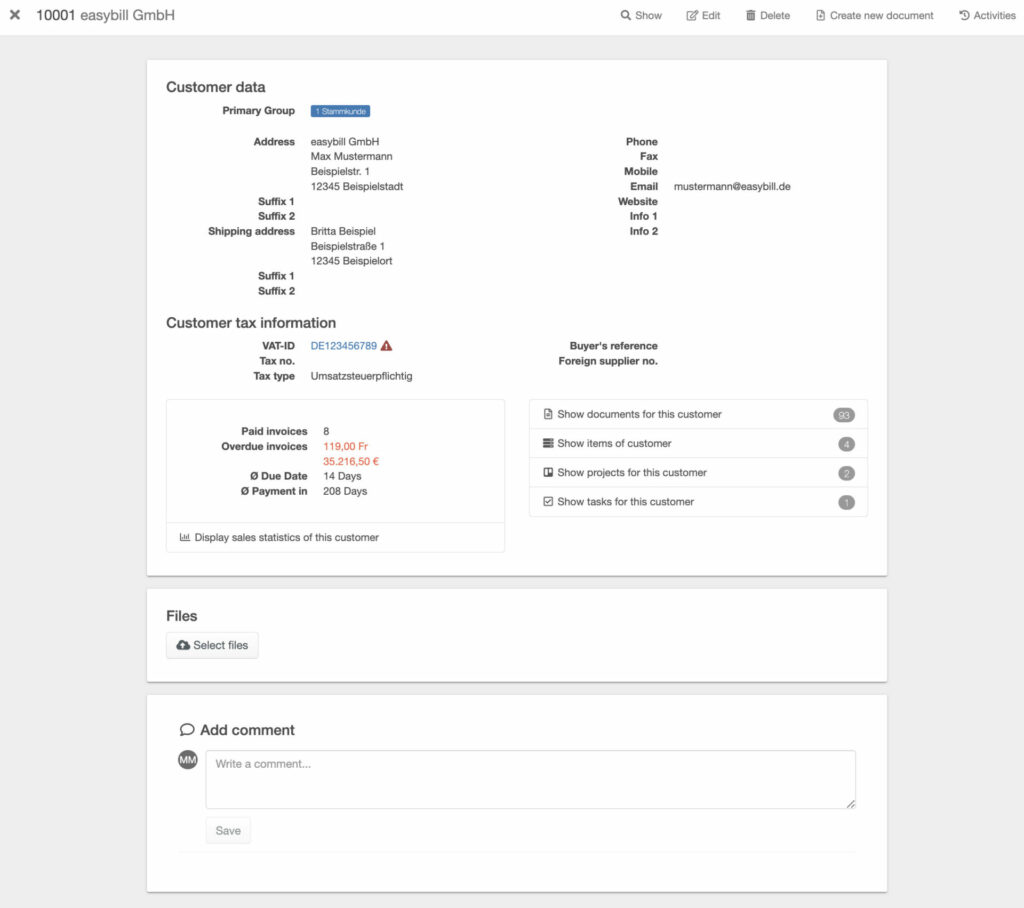 comment function for customers