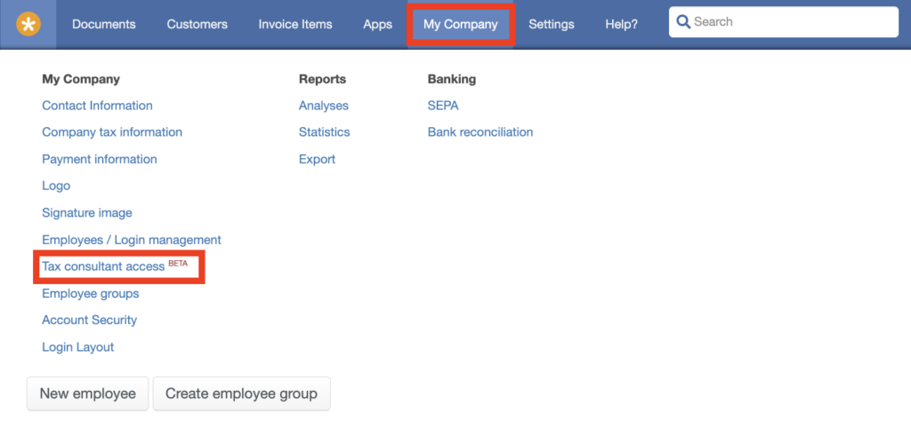 Tax Consultant access in your account