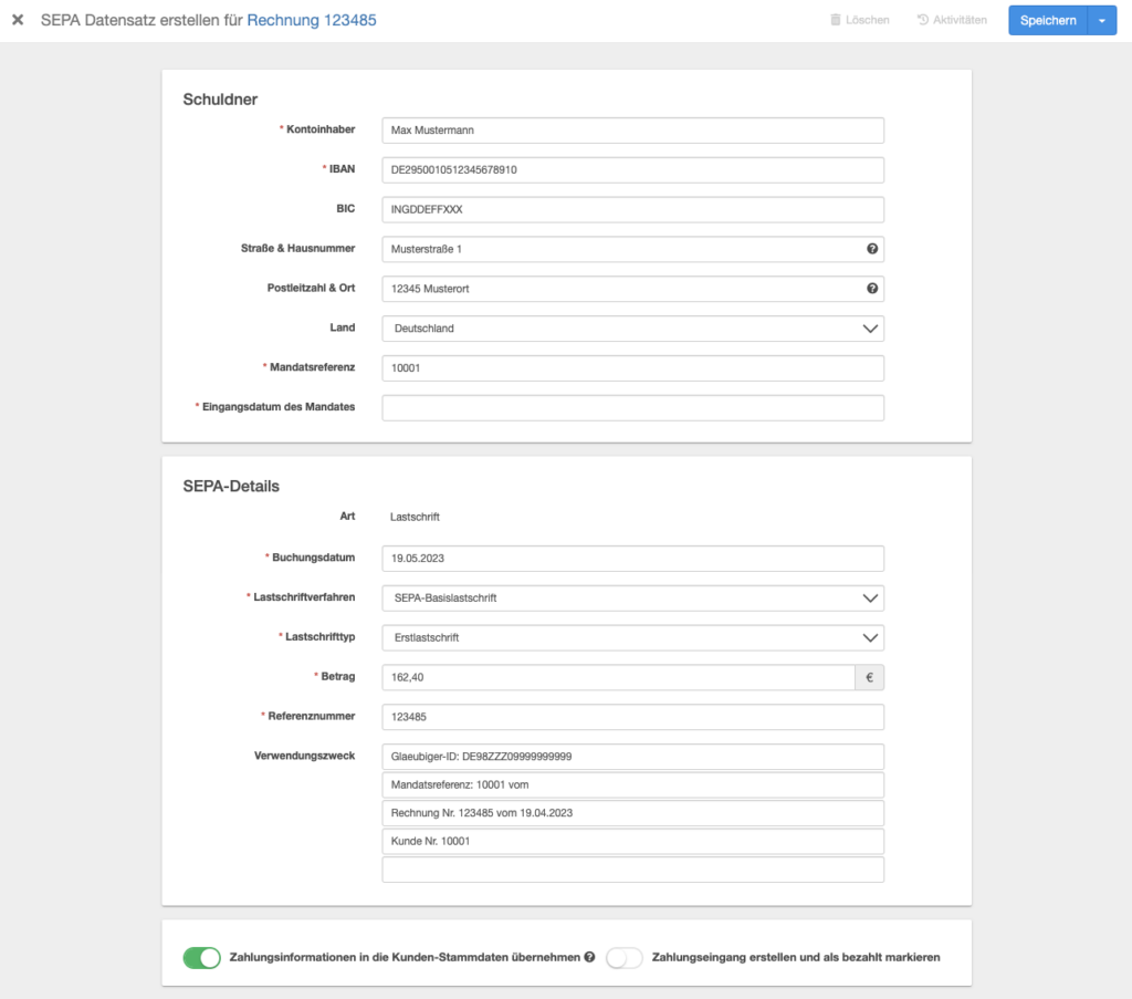 Neues Design für das SEPA Formular