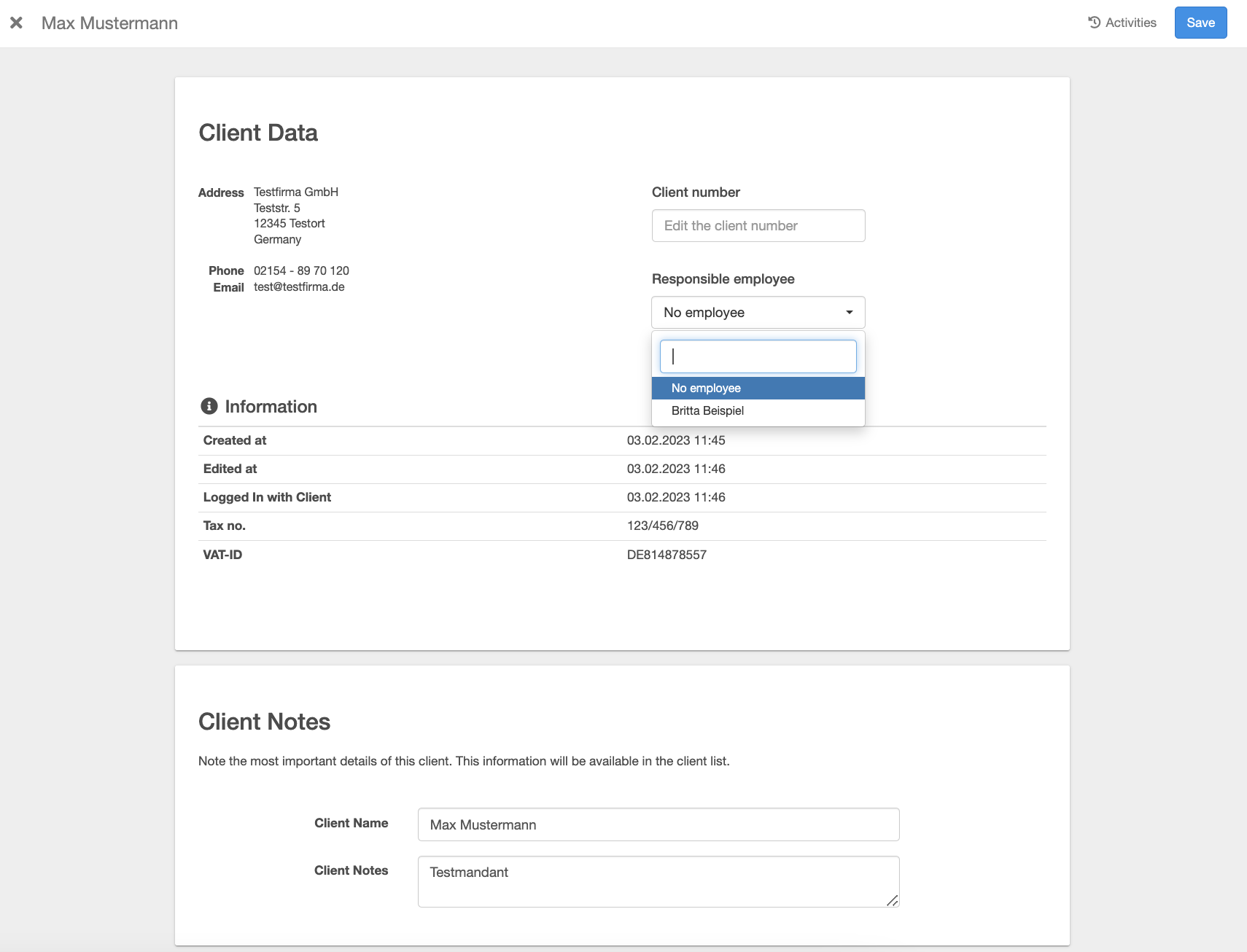 See more client information in easybill tax accountant portal