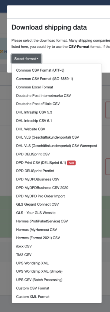 Headerpicture for choosing Shipping option in the import manager