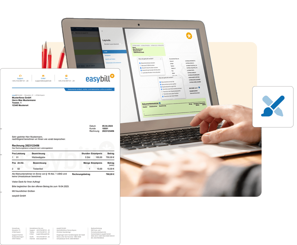 Rechnungssoftware für Rechnungslayout erstellen