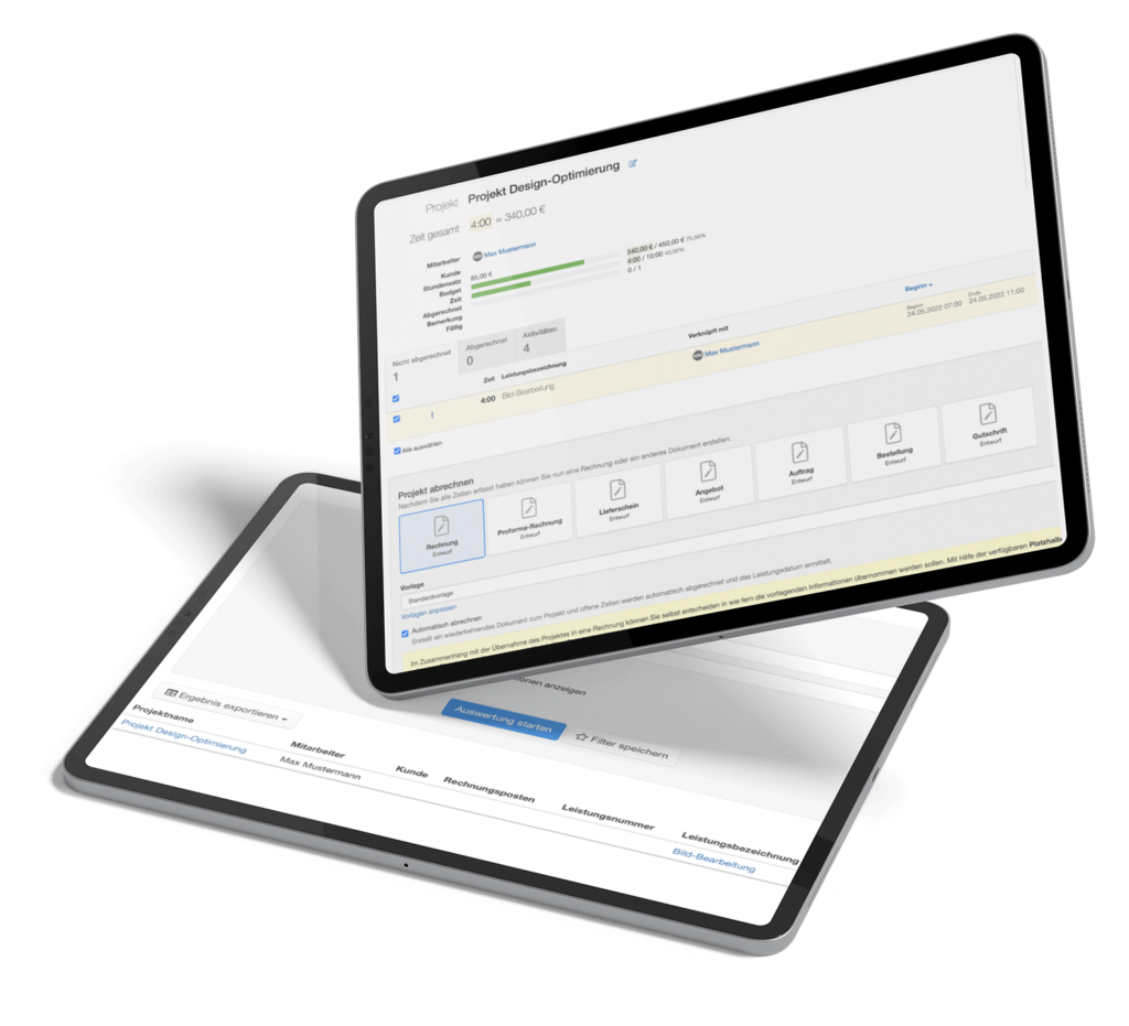 Tablet mit easybill Interface für Agenturen