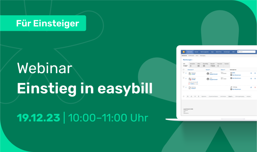 Einstieg in easybill Webinar 19.12.23