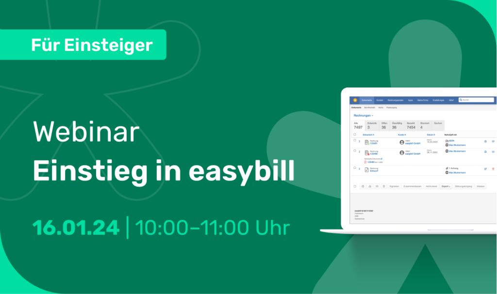 Einstieg in easybill Webinar 16.01.23 für Anfänger