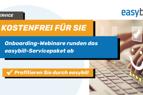 Headerbild für Blogbeitrag zum Thema kostenfreie Onboarding Webinare, die im easybill-Servicepaket enthalten sind