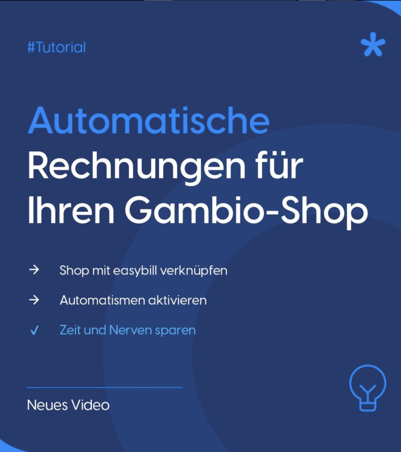 Automatische Rechnungen für Ihren Gambio-Shop mit easybill