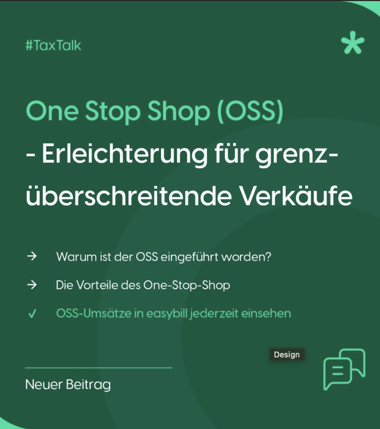 One Stop Shop (OSS) Feature zur Erleichterung von grenzüberschreitenden Verkäufe