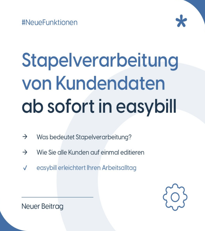 Funktionshighlight der Stapelverarbeitung von Kundendaten auf easybill
