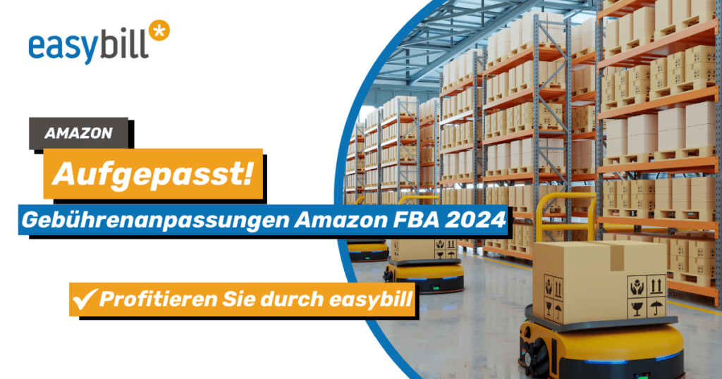 Headerbild für Blog-Beitrag zur Gebührenanpassung von Amazon, Hochlager als Bild im Hintergrund