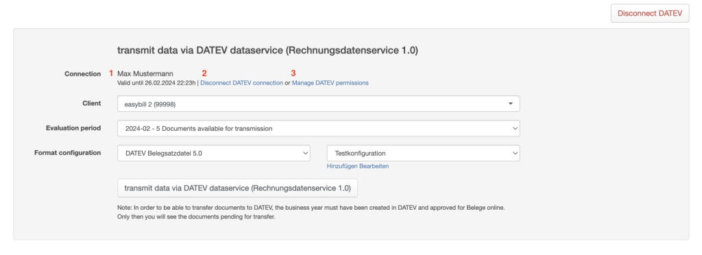 New DATEV user interface in easybill