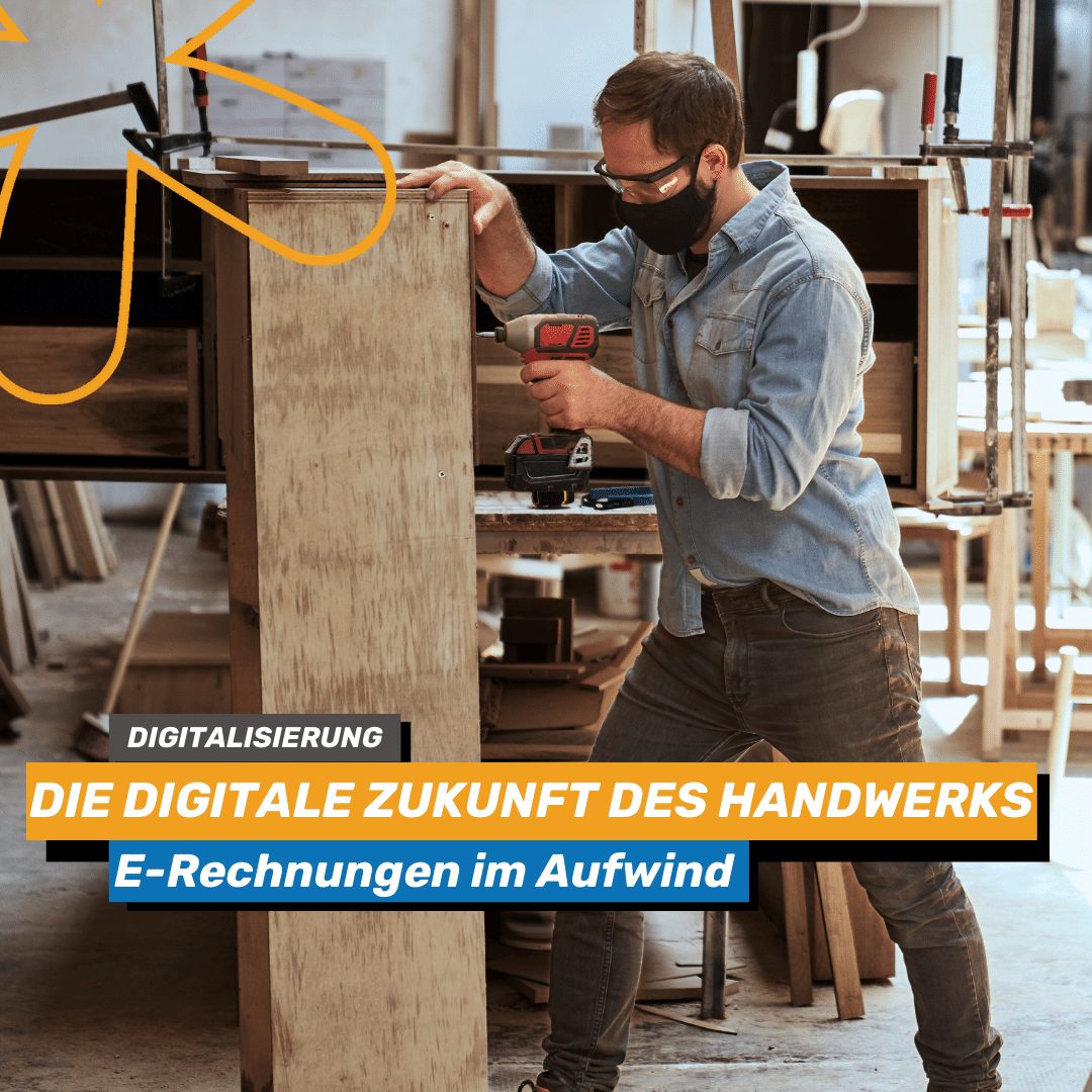 Handwerker schraubt Schraube in Holz