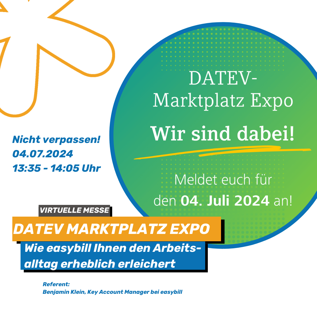 Grüner Hinweis auf DATEV Veranstaltung