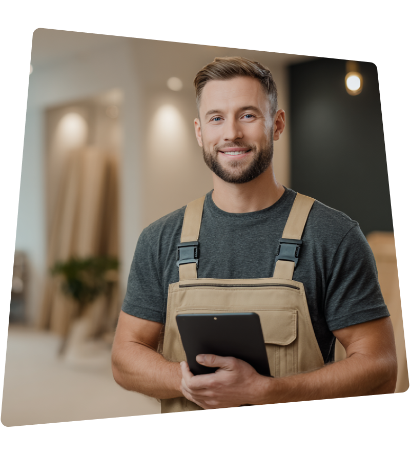 Handwerker arbeitet mit Holz